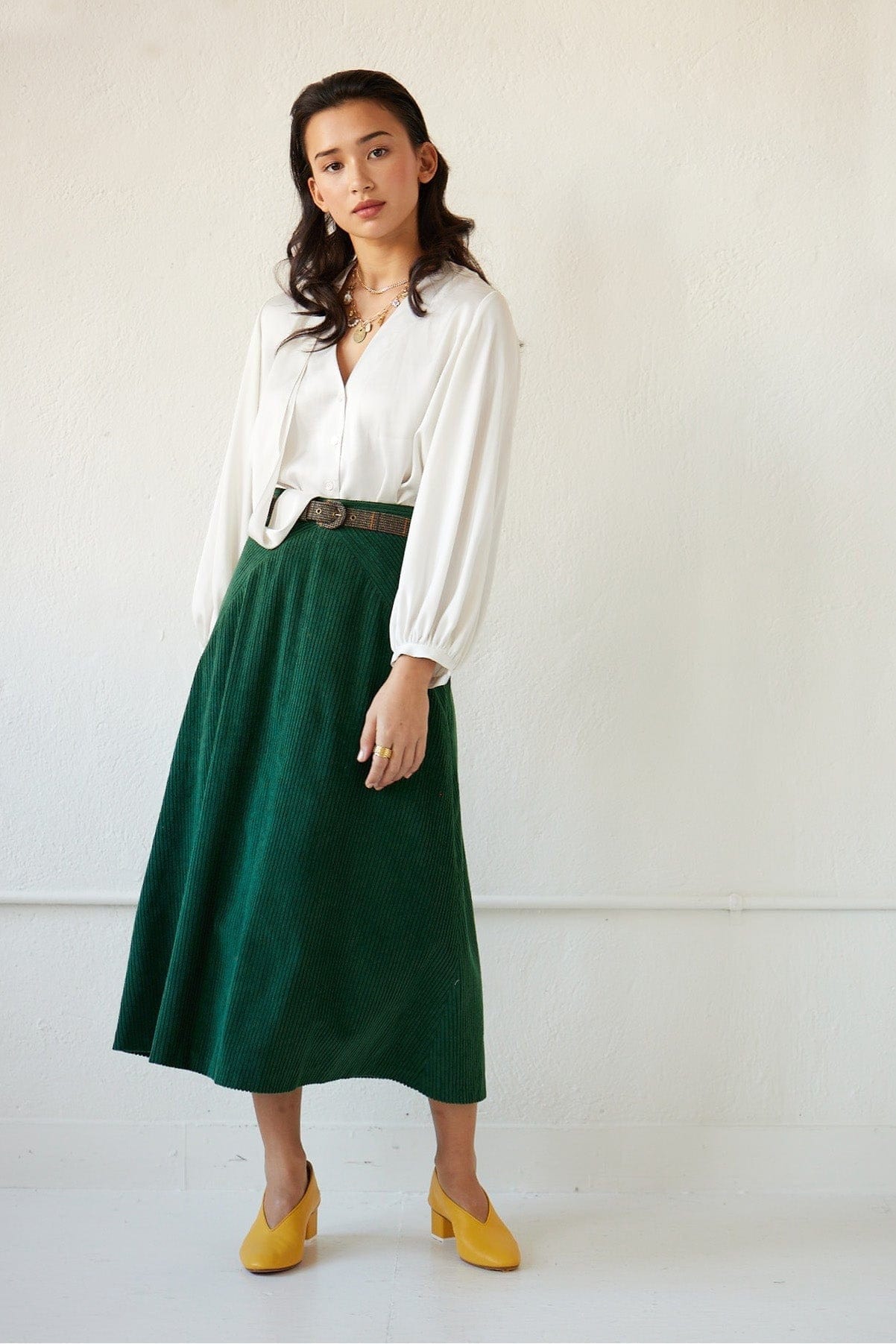 SAMPLE FW23 - Margot Skirt in Corduroy Samples CHRISTINE ALCALAY Pine Corduroy 0 