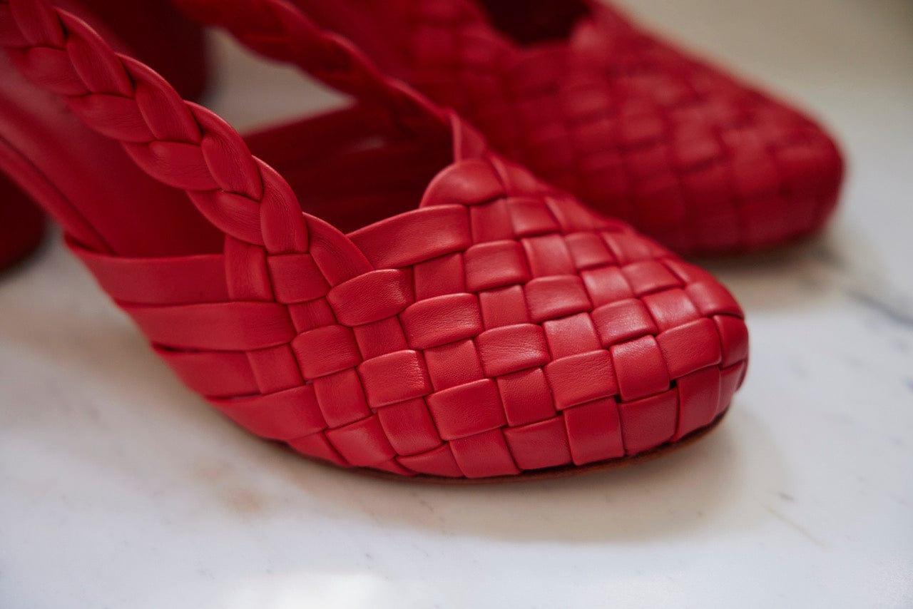 Lucille Braided Heel in Maraschino Cherry Shoes CHRISTINE ALCALAY   