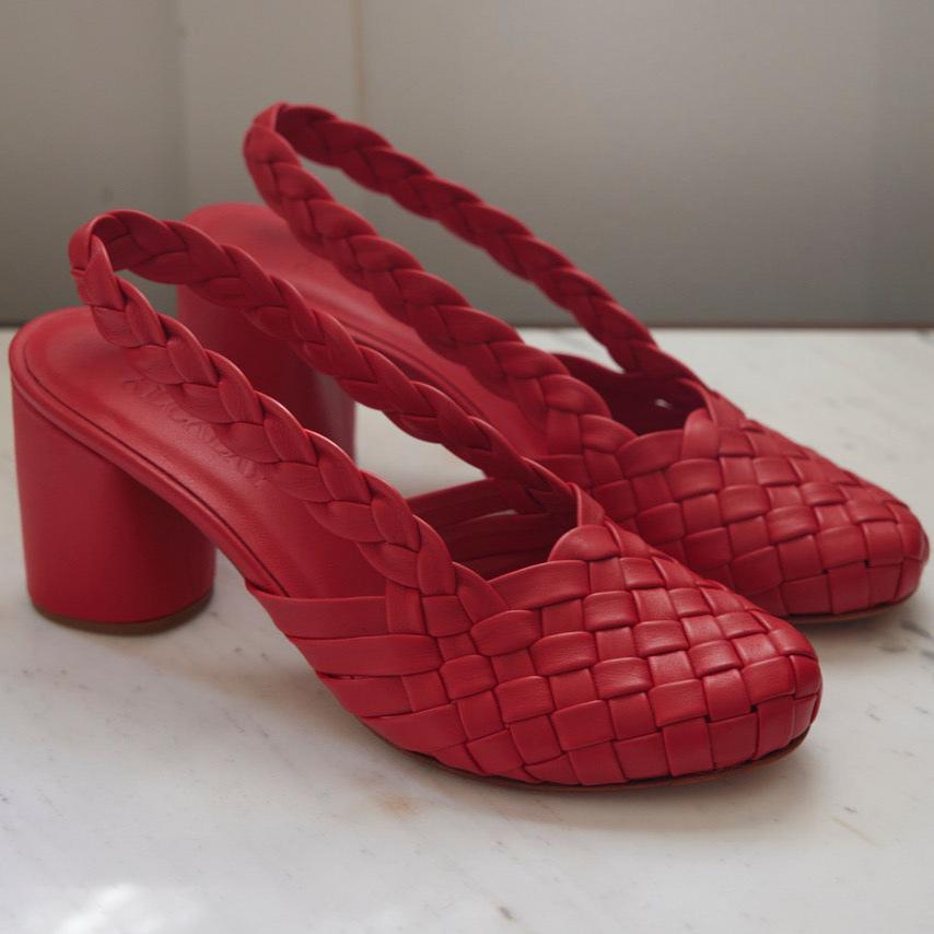 Lucille Braided Heel in Maraschino Cherry Shoes CHRISTINE ALCALAY   