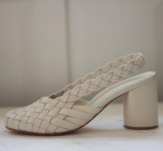 SAMPLE SS25 - Lucille Braided Heel in Vanilla Shoes CHRISTINE ALCALAY   