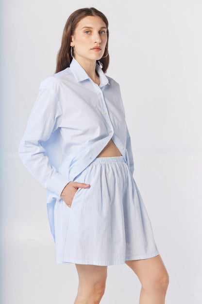 Gigi Shorts in Blue Stripe Seersucker Shorts CHRISTINE ALCALAY Blue Stripe XS/S