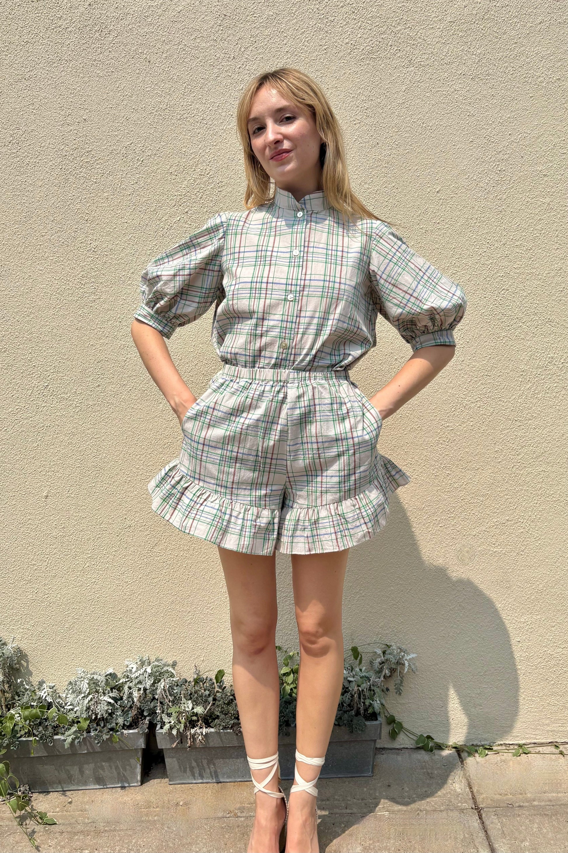 plaid dress shorts Dune Plaid Fringe Beach Short