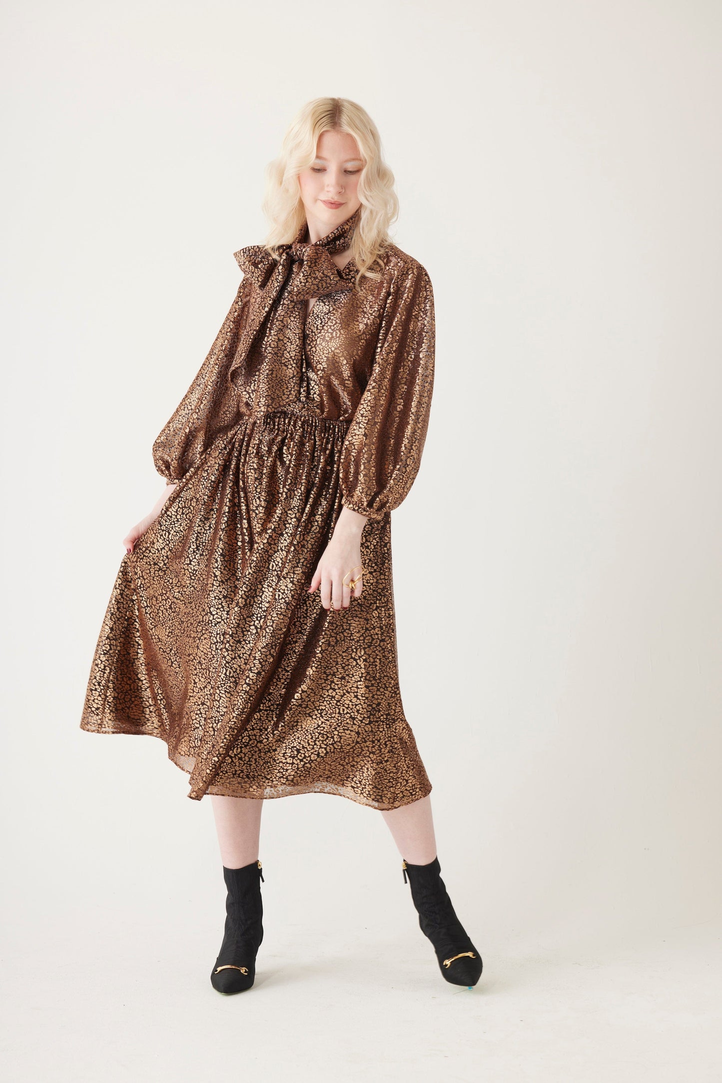 Erica Skirt in Metallic Skirt CHRISTINE ALCALAY Bronze Metallic XS/S 