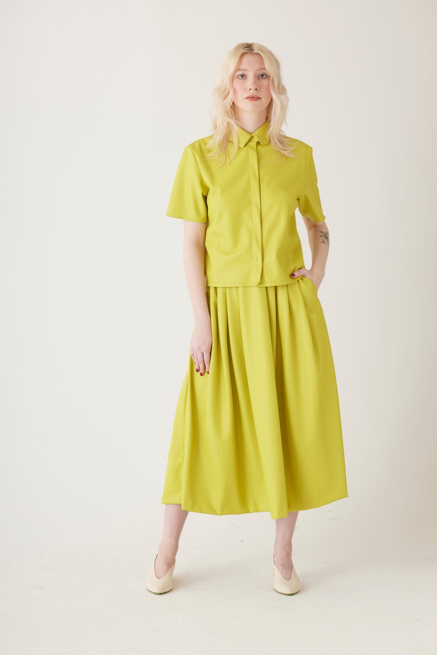 Audrey Midi Skirt in Pleatherette Skirt CHRISTINE ALCALAY Citrine 00 