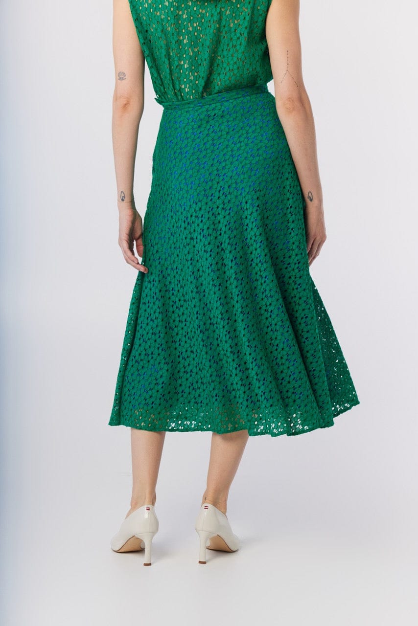 Christine Skirt in Malachite Green Corded Lace Skirts CHRISTINE ALCALAY