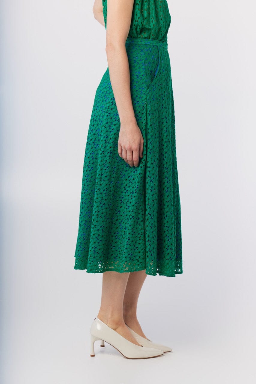 Christine Skirt in Malachite Green Corded Lace Skirts CHRISTINE ALCALAY