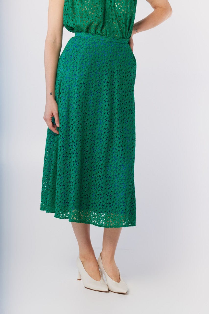 Christine Skirt in Malachite Green Corded Lace Skirts CHRISTINE ALCALAY