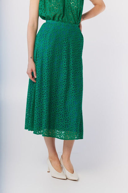 Christine Skirt in Malachite Green Corded Lace Skirts CHRISTINE ALCALAY