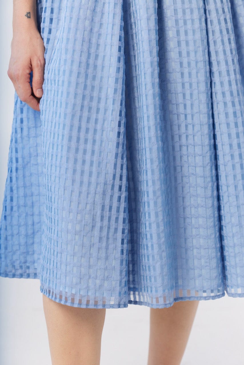 Erica Skirt in Bluebell Windowpane Cotton Blend Skirts CHRISTINE ALCALAY