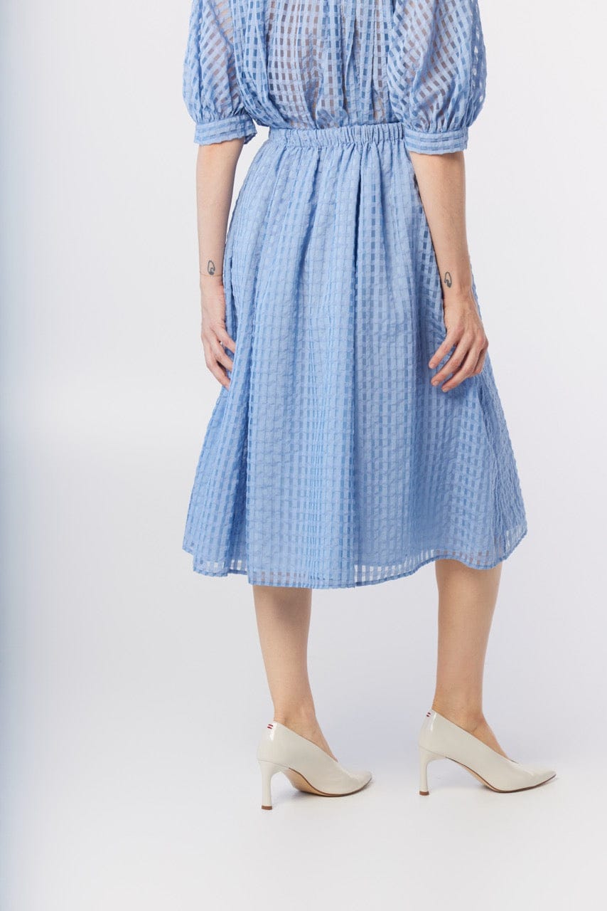 Erica Skirt in Bluebell Windowpane Cotton Blend Skirts CHRISTINE ALCALAY