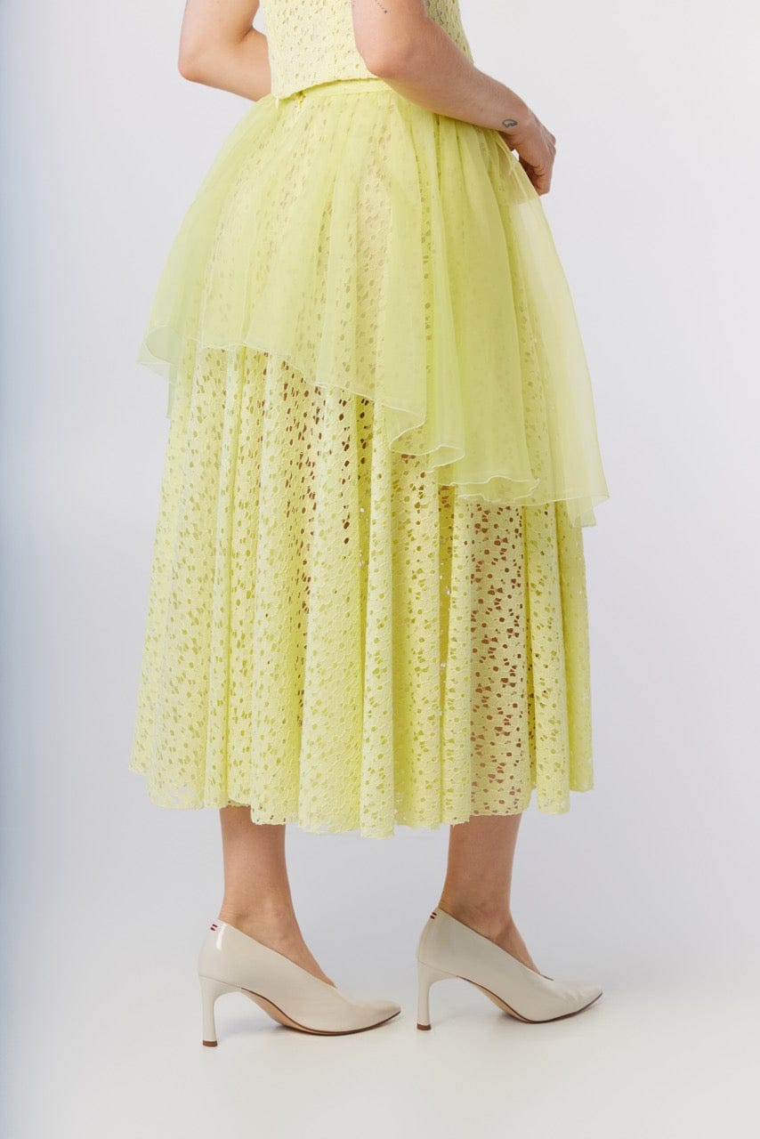 Lou Lou Skirt in Limoncello Lace and Silk Organza Skirts CHRISTINE ALCALAY