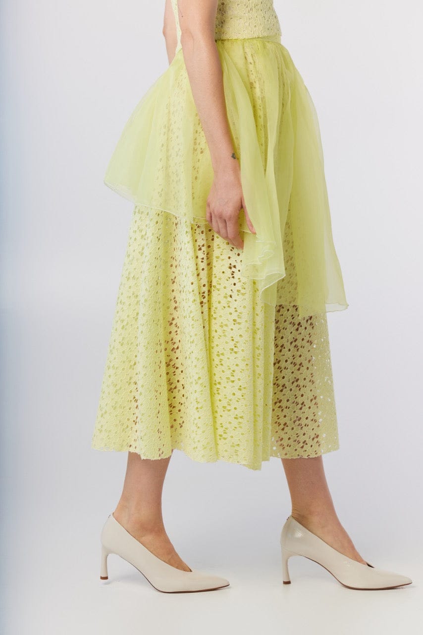 Lou Lou Skirt in Limoncello Lace and Silk Organza Skirts CHRISTINE ALCALAY
