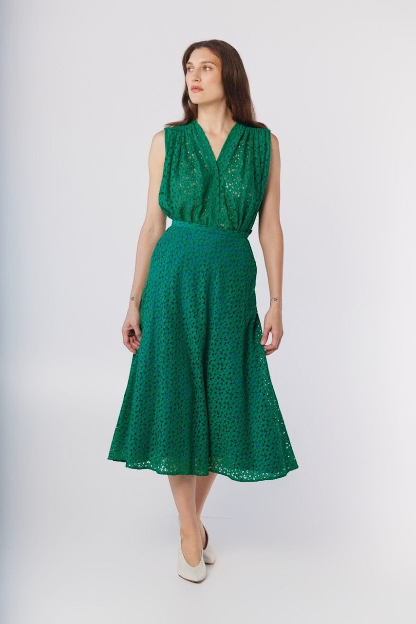 Christine Skirt in Malachite Green Corded Lace Skirts CHRISTINE ALCALAY Malachite Green 0