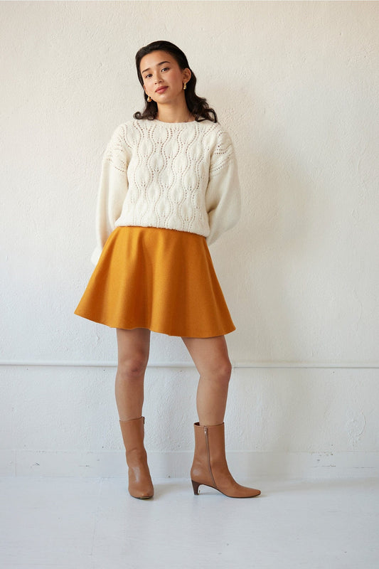 Velma Skirt in Wool Knit Skirts CHRISTINE ALCALAY Oro Wool 0 