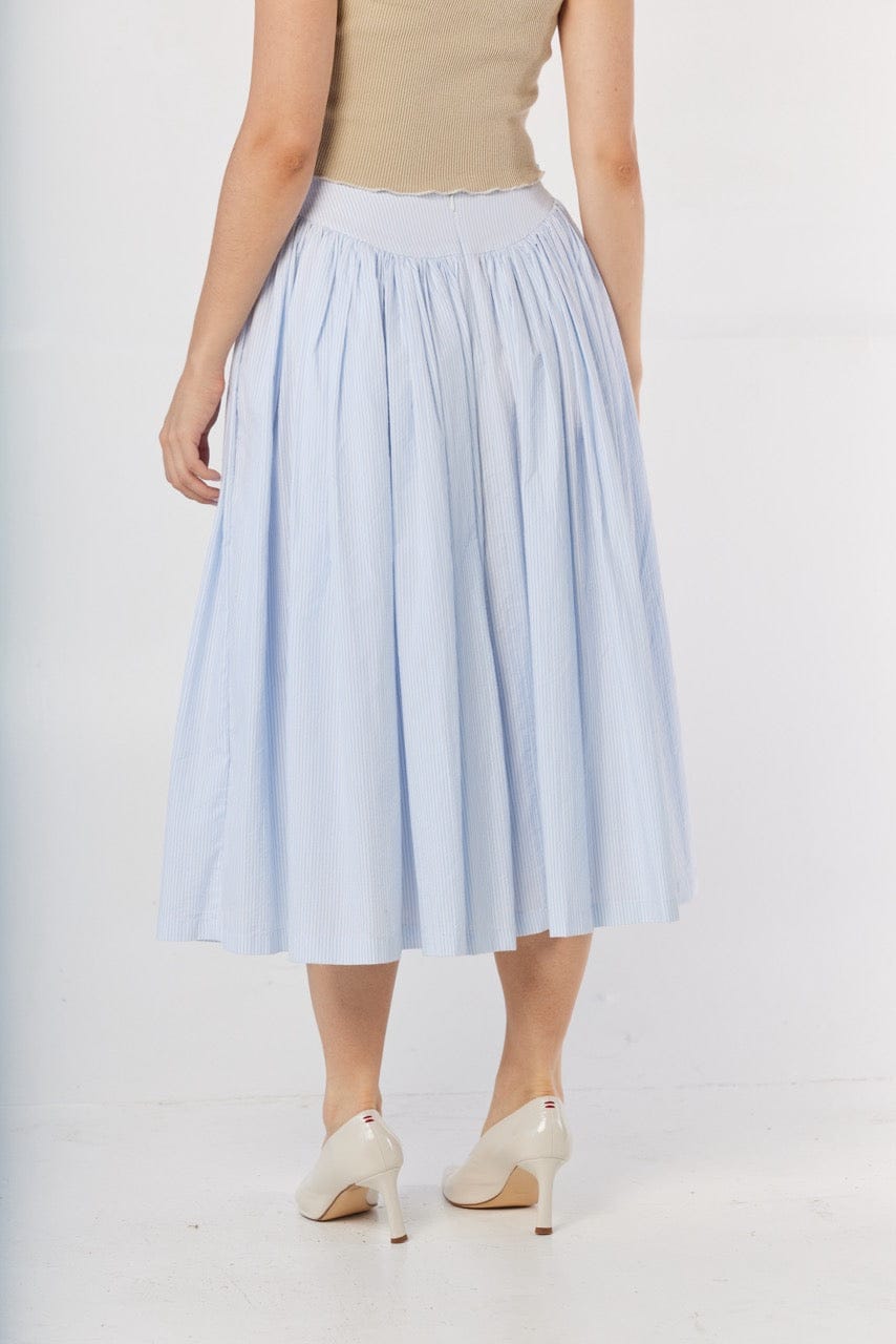 Ursula Skirt in Blue Stripe Seersucker Skirts CHRISTINE ALCALAY