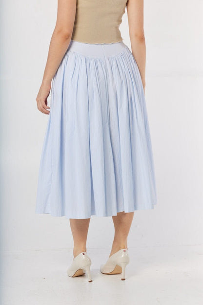 Ursula Skirt in Blue Stripe Seersucker Skirts CHRISTINE ALCALAY