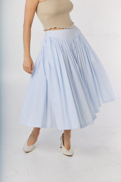 Ursula Skirt in Blue Stripe Seersucker Skirts CHRISTINE ALCALAY