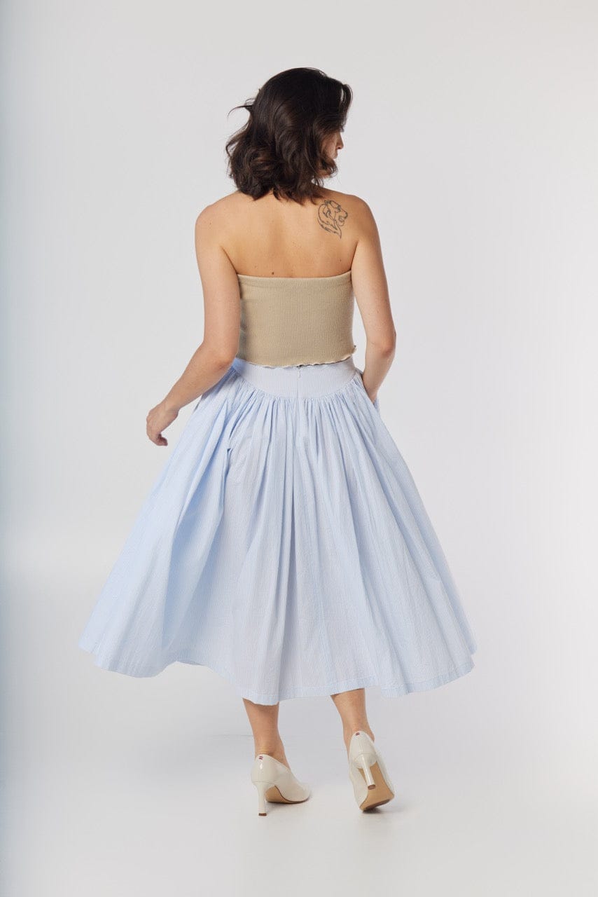 Ursula Skirt in Blue Stripe Seersucker Skirts CHRISTINE ALCALAY