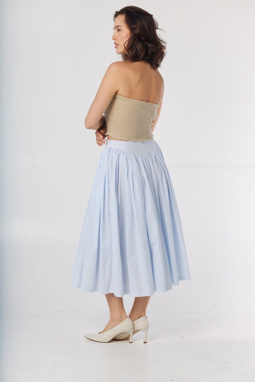 Ursula Skirt in Blue Stripe Seersucker Skirts CHRISTINE ALCALAY