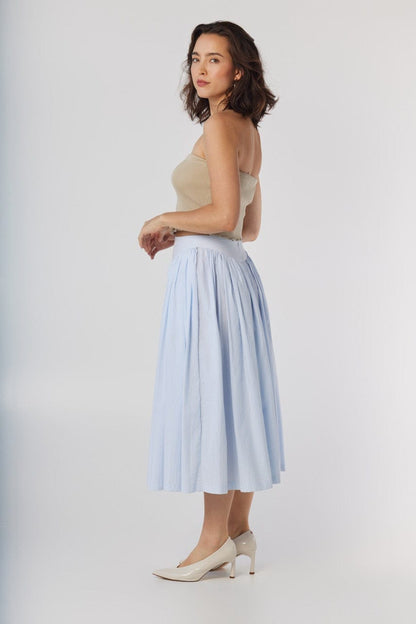 Ursula Skirt in Blue Stripe Seersucker Skirts CHRISTINE ALCALAY