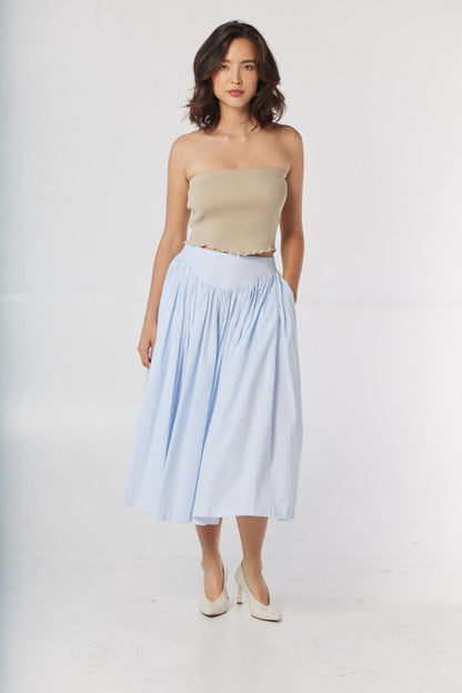 Ursula Skirt in Blue Stripe Seersucker Skirts CHRISTINE ALCALAY