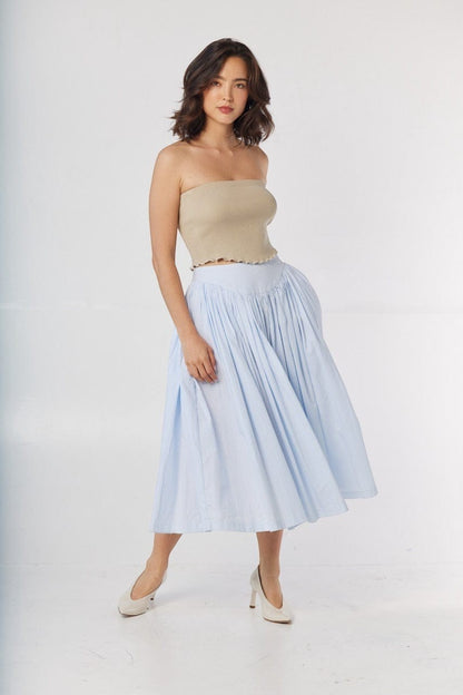 Ursula Skirt in Blue Stripe Seersucker Skirts CHRISTINE ALCALAY