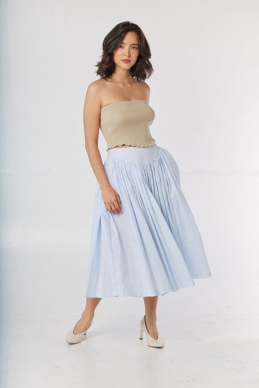 Ursula Skirt in Blue Stripe Seersucker Skirts CHRISTINE ALCALAY