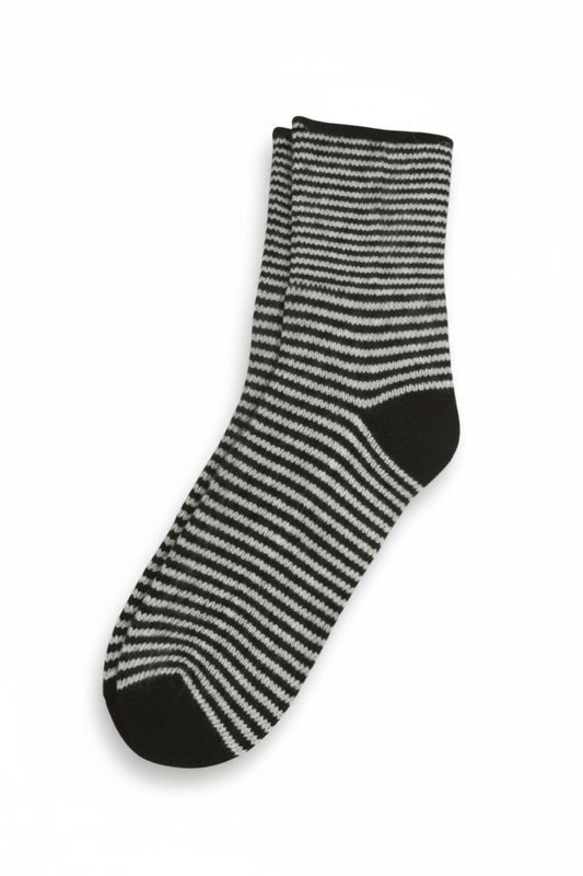 Striped Cashmere Socks Socks CHRISTINE ALCALAY black/heatherchrome