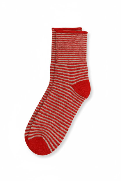 Striped Cashmere Socks - fire red-heatherchrome Socks CHRISTINE ALCALAY