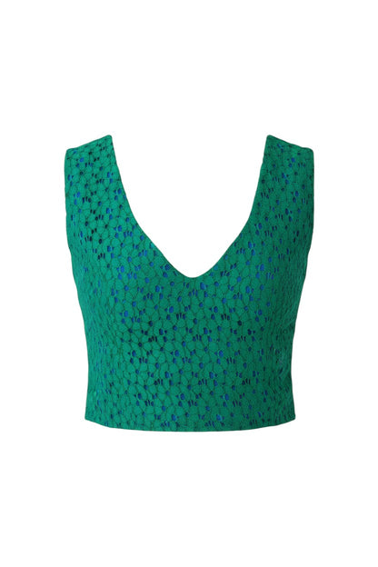 Sophie Top in Malachite Green Corded Lace Tops CHRISTINE ALCALAY