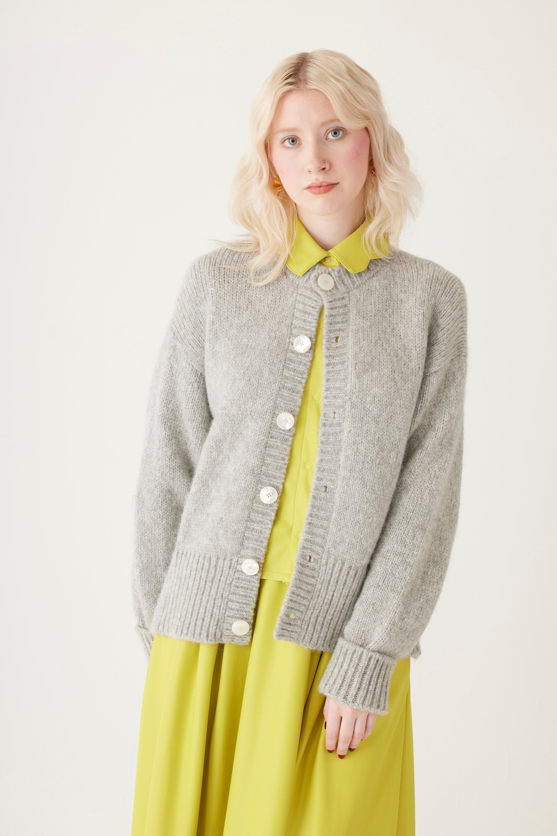 Petra Cardigan in Alpaca Blend Sweater CHRISTINE ALCALAY Heather Gray XS/S 