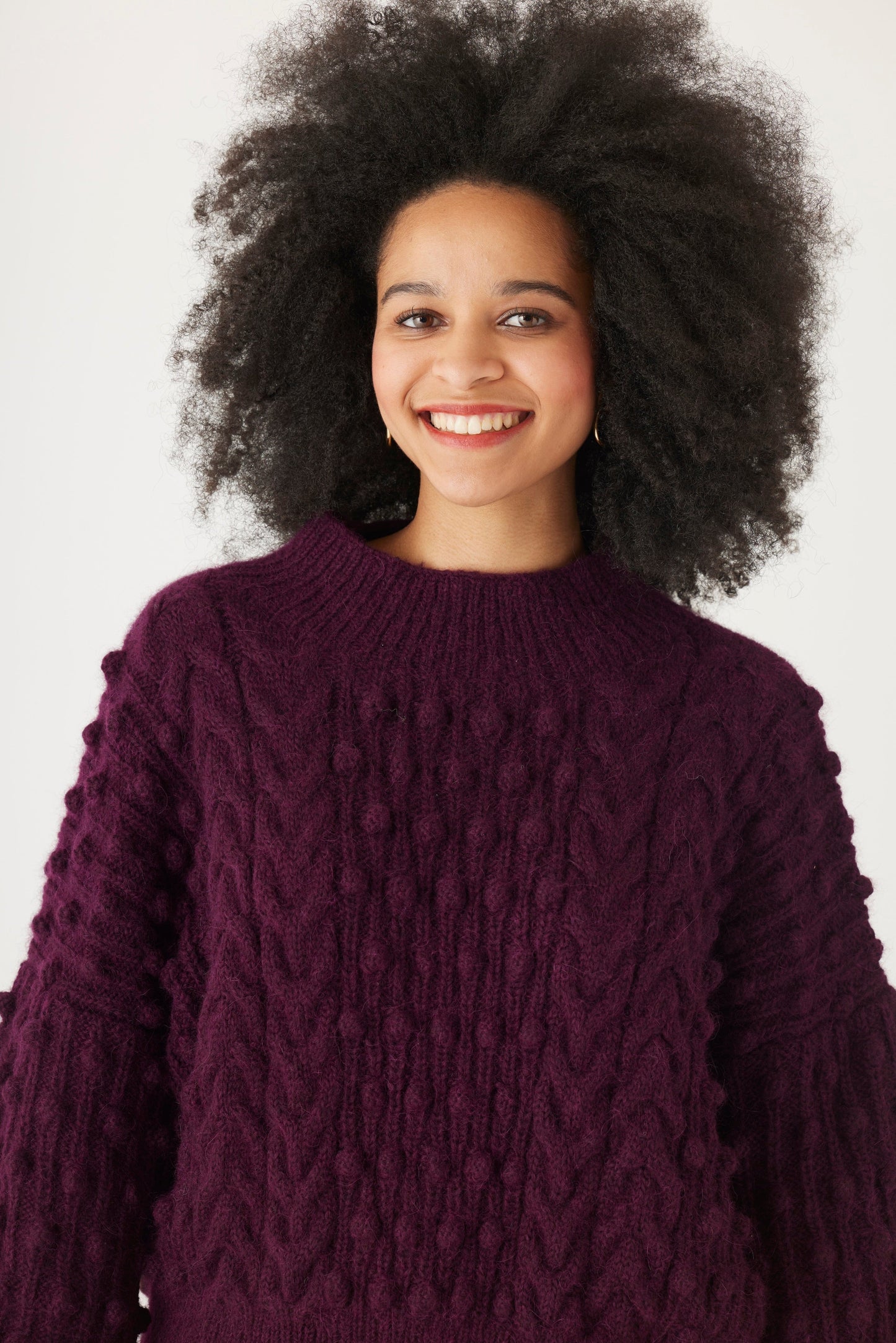 Bobbie Popcorn Sweater in Alpaca Sweater CHRISTINE ALCALAY Plum XS/S 