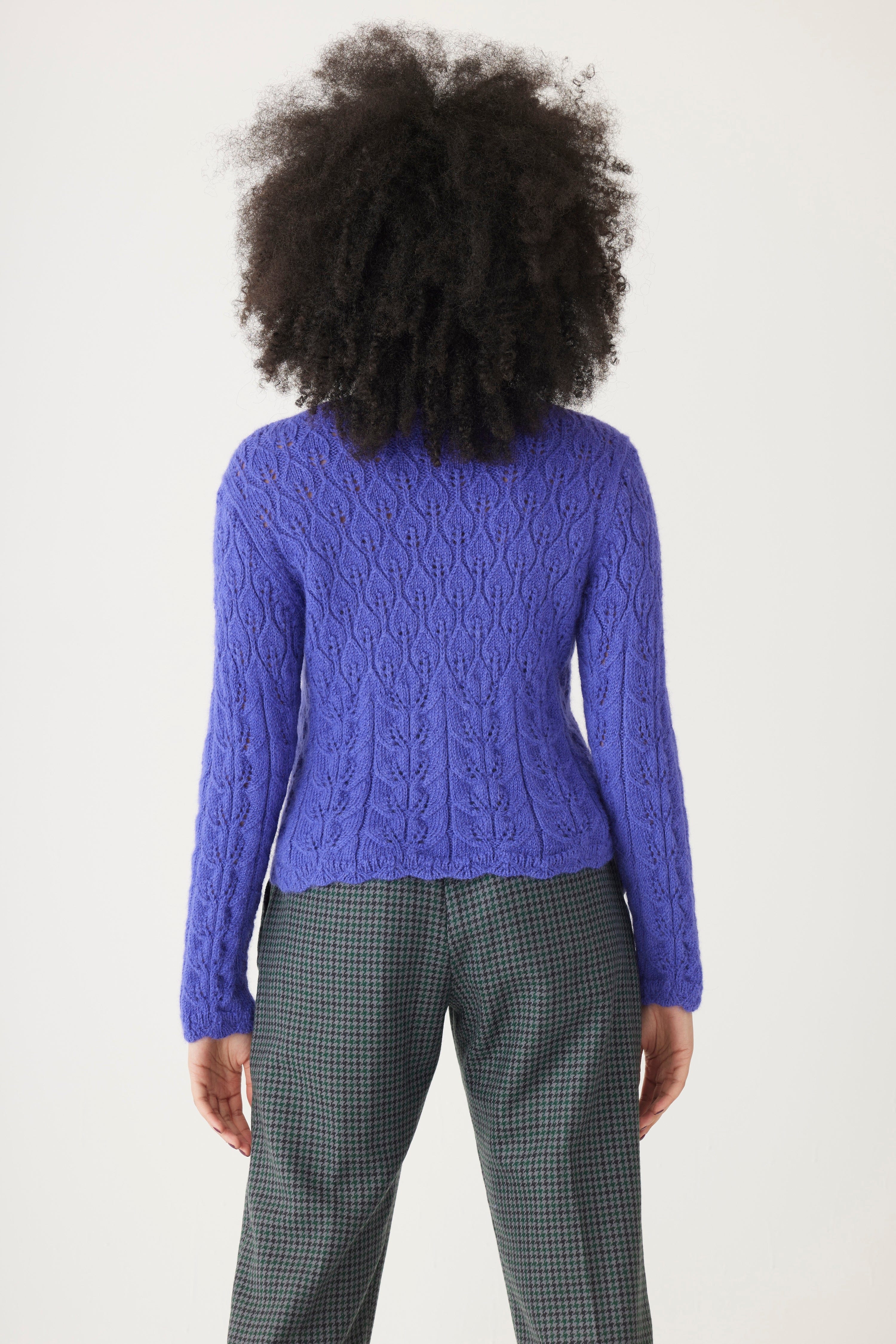 La Vicunita Womens S 100% Baby Alpaca Cable factory Knit Purple Sweater