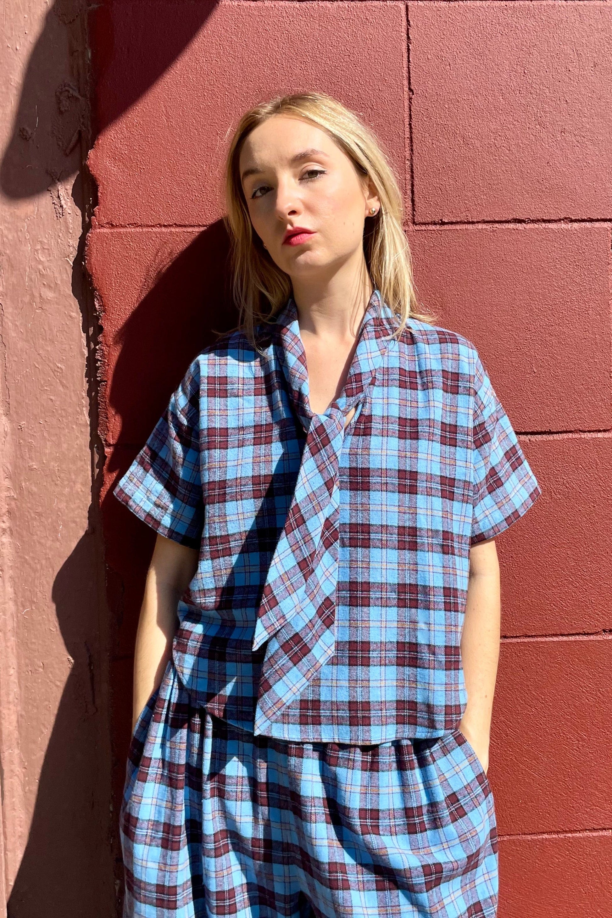 Betty Blouse in Seaside Flannel Tops CHRISTINE ALCALAY Seaside Plaid Extra Small 