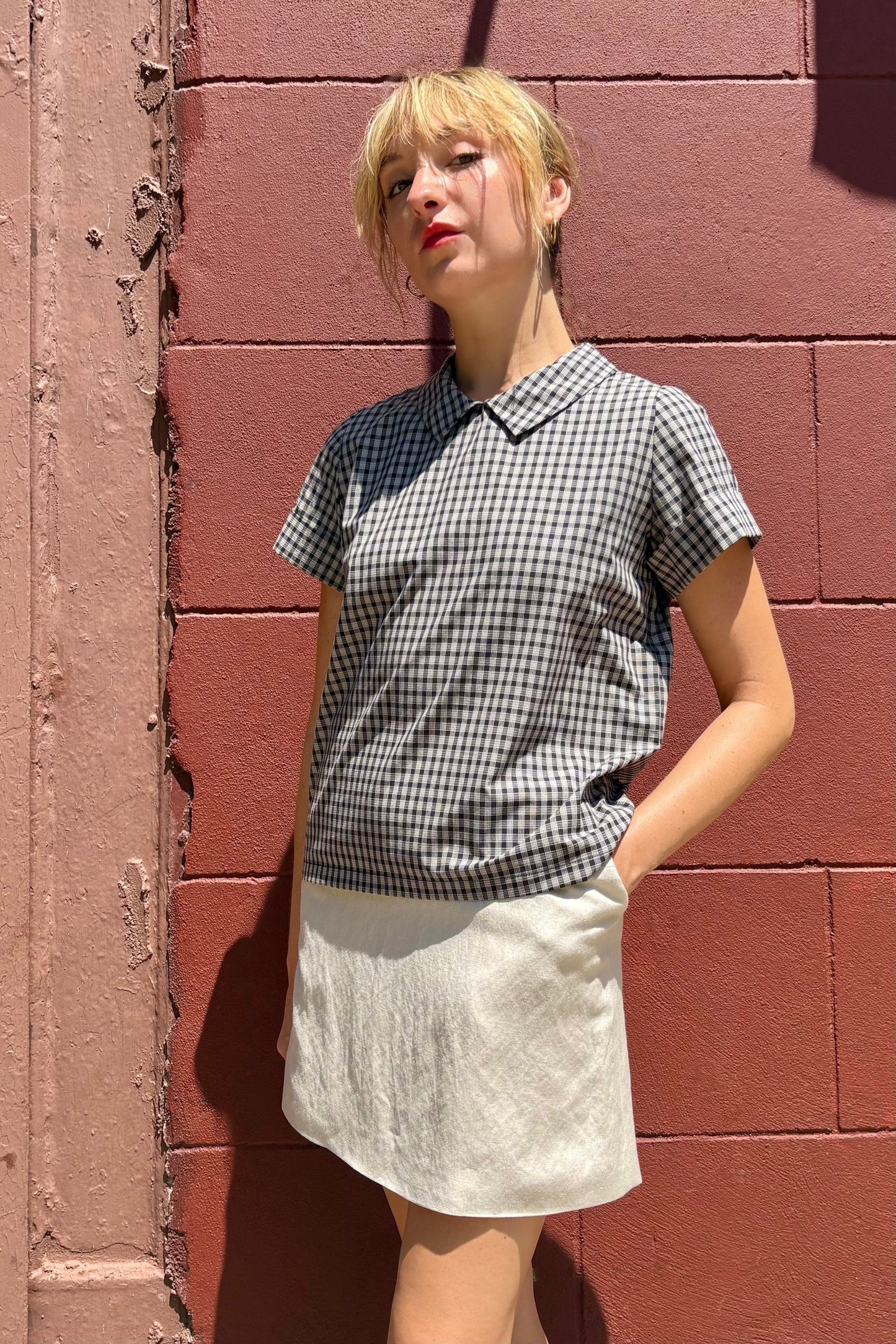 Wendy Blouse in Black Plaid Cotton Tops CHRISTINE ALCALAY Black Plaid Extra Small