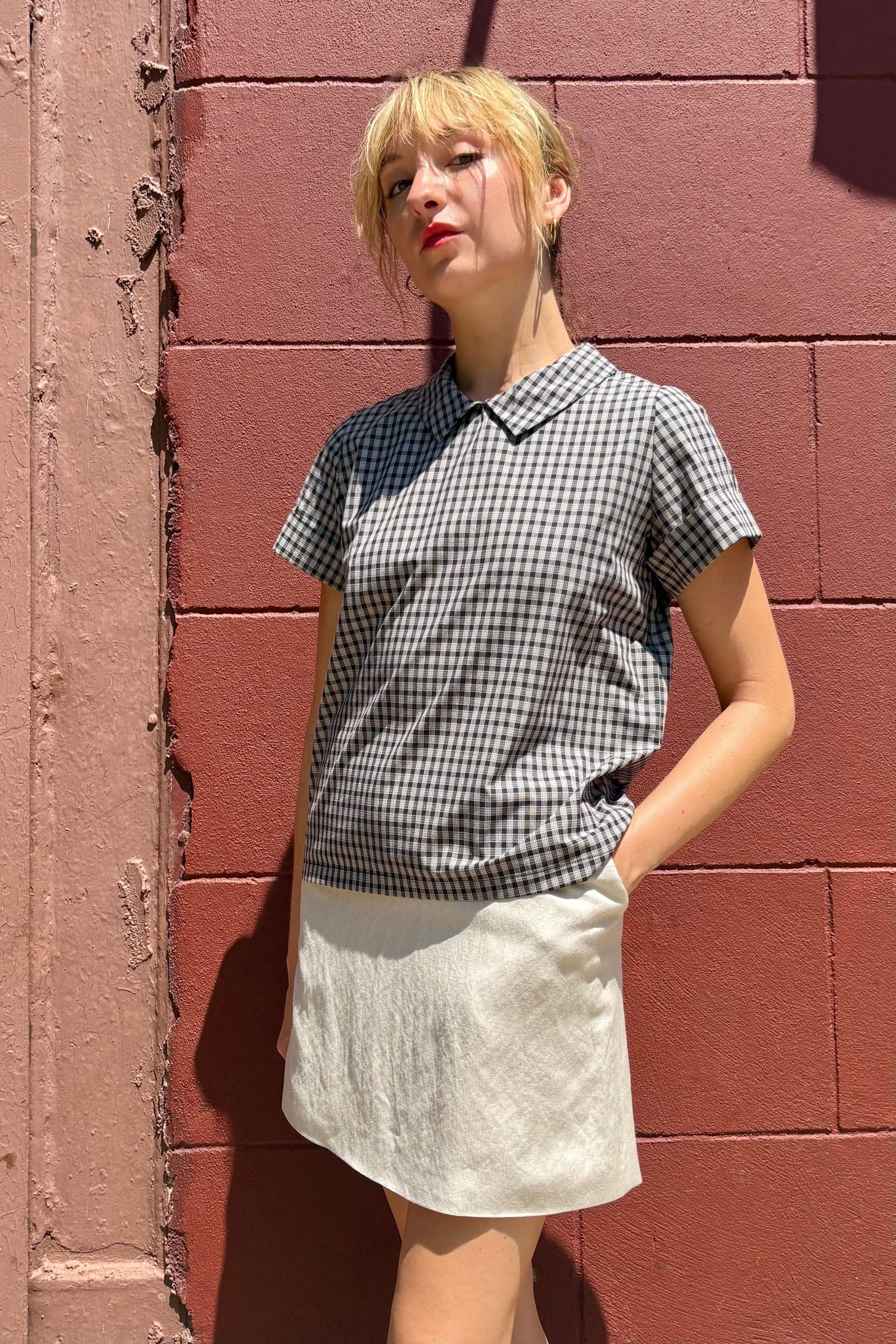 Wendy Blouse in Black Plaid Cotton Tops CHRISTINE ALCALAY Black Plaid Extra Small