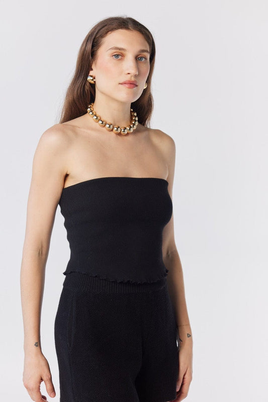 Janet Tube Top in Black Pima Cotton Tops CHRISTINE ALCALAY Black XS/S