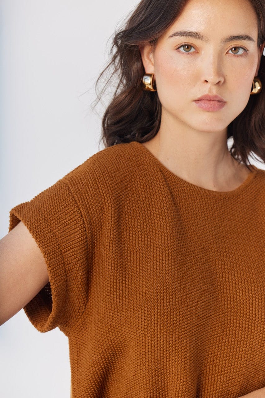 Kerry Tee in Brown Sugar Pima Cotton Tops CHRISTINE ALCALAY Brown Sugar XS/S