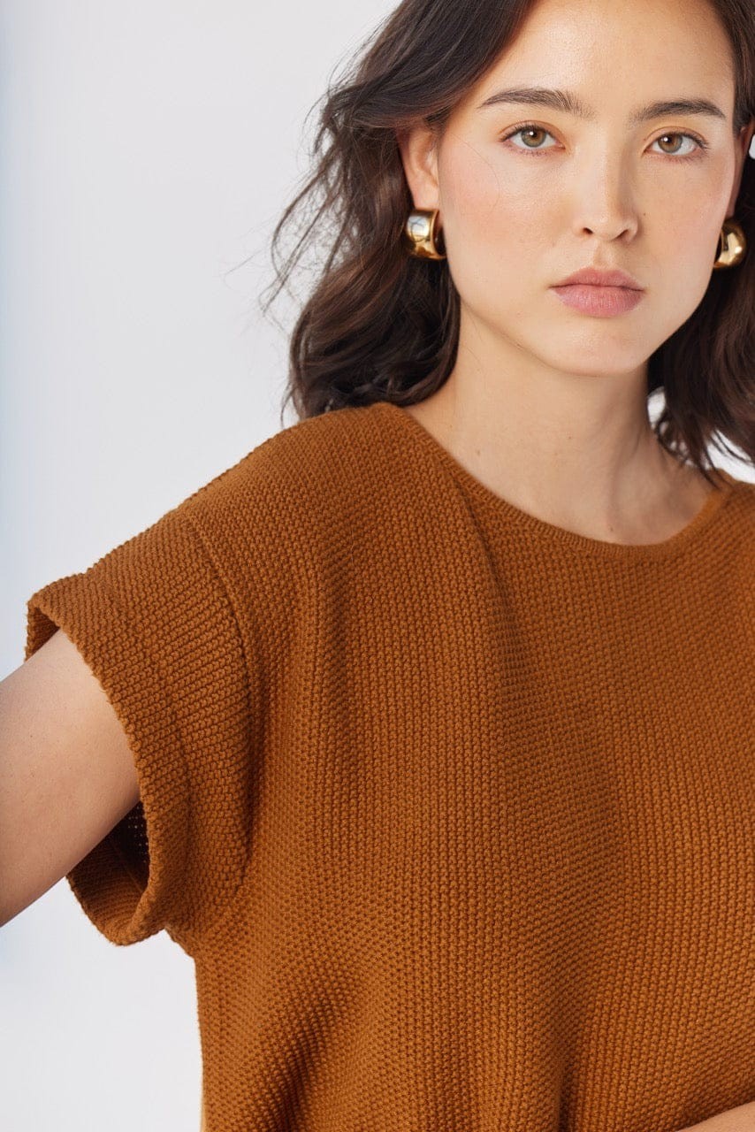 Kerry Tee in Brown Sugar Pima Cotton Tops CHRISTINE ALCALAY Brown Sugar XS/S
