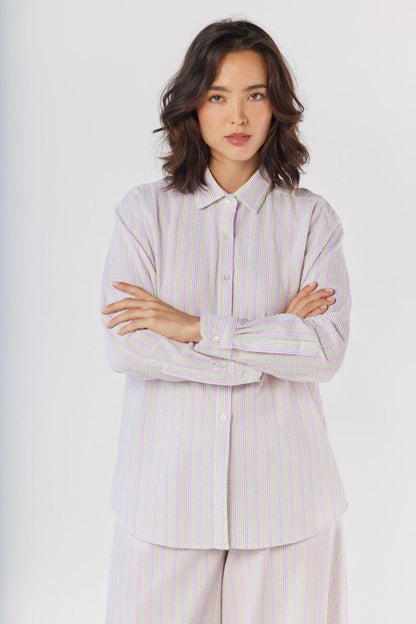 Jose Shirt in Candy Stripe Seersucker Tops CHRISTINE ALCALAY Candy Stripe XS/S