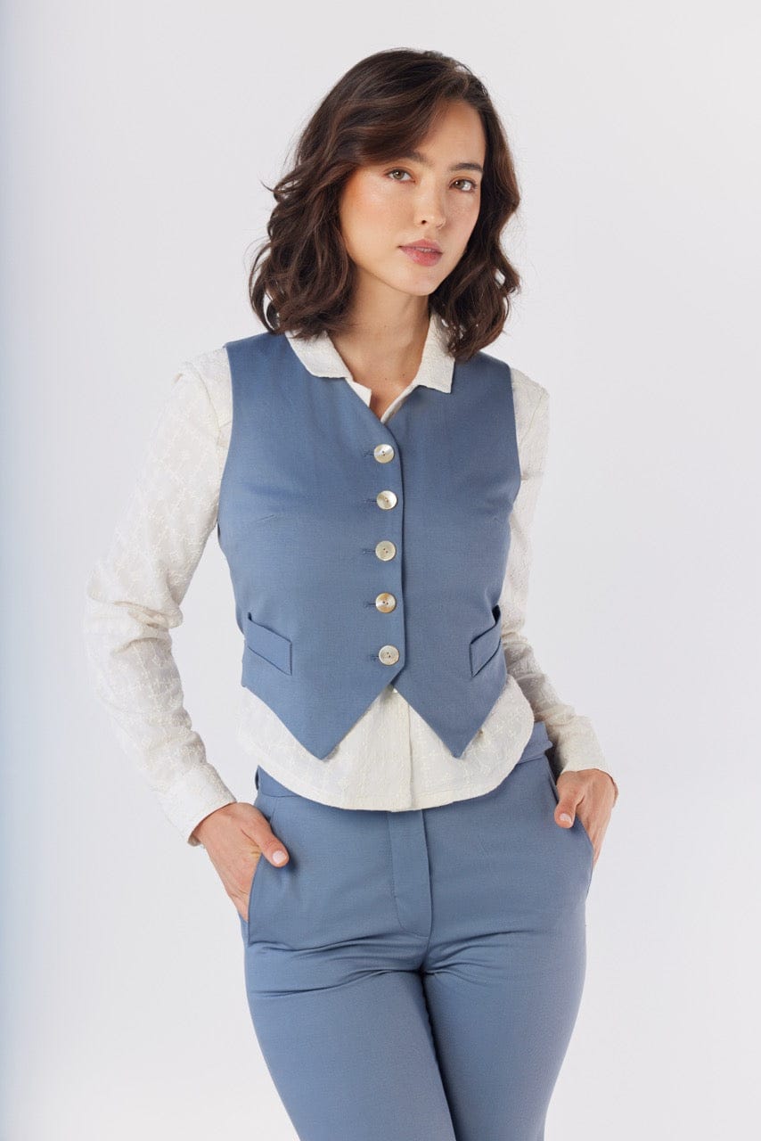 Annie Vest in Coast Cotton Twill Tops CHRISTINE ALCALAY Coast Extra Small
