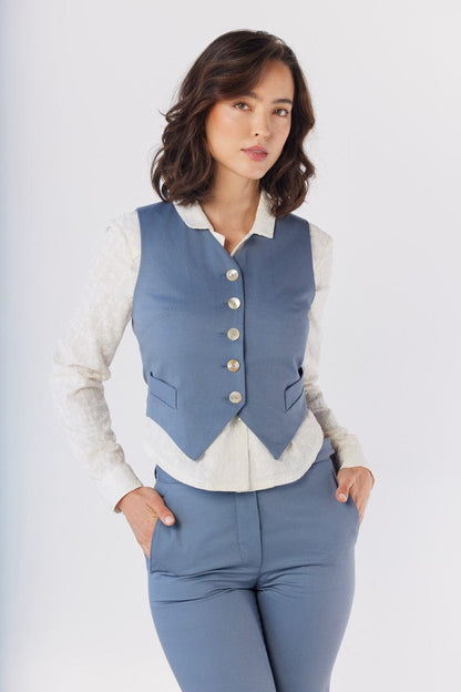 Annie Vest in Coast Cotton Twill Tops CHRISTINE ALCALAY Coast Extra Small