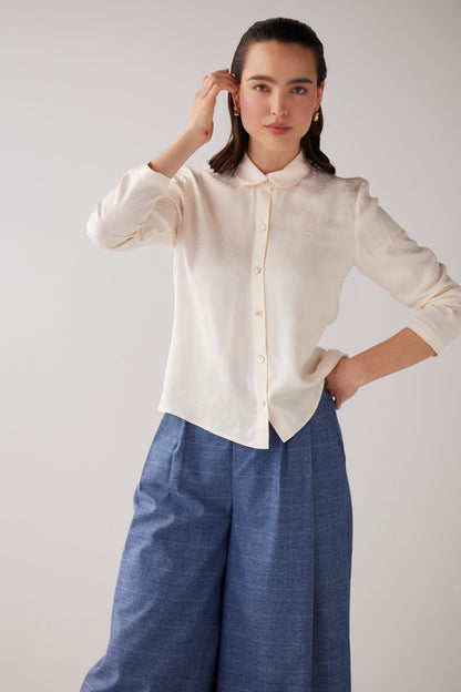 SAMPLE FW25 - Binty Blouse in Leopard Jacquard Samples CHRISTINE ALCALAY Cream Extra Small