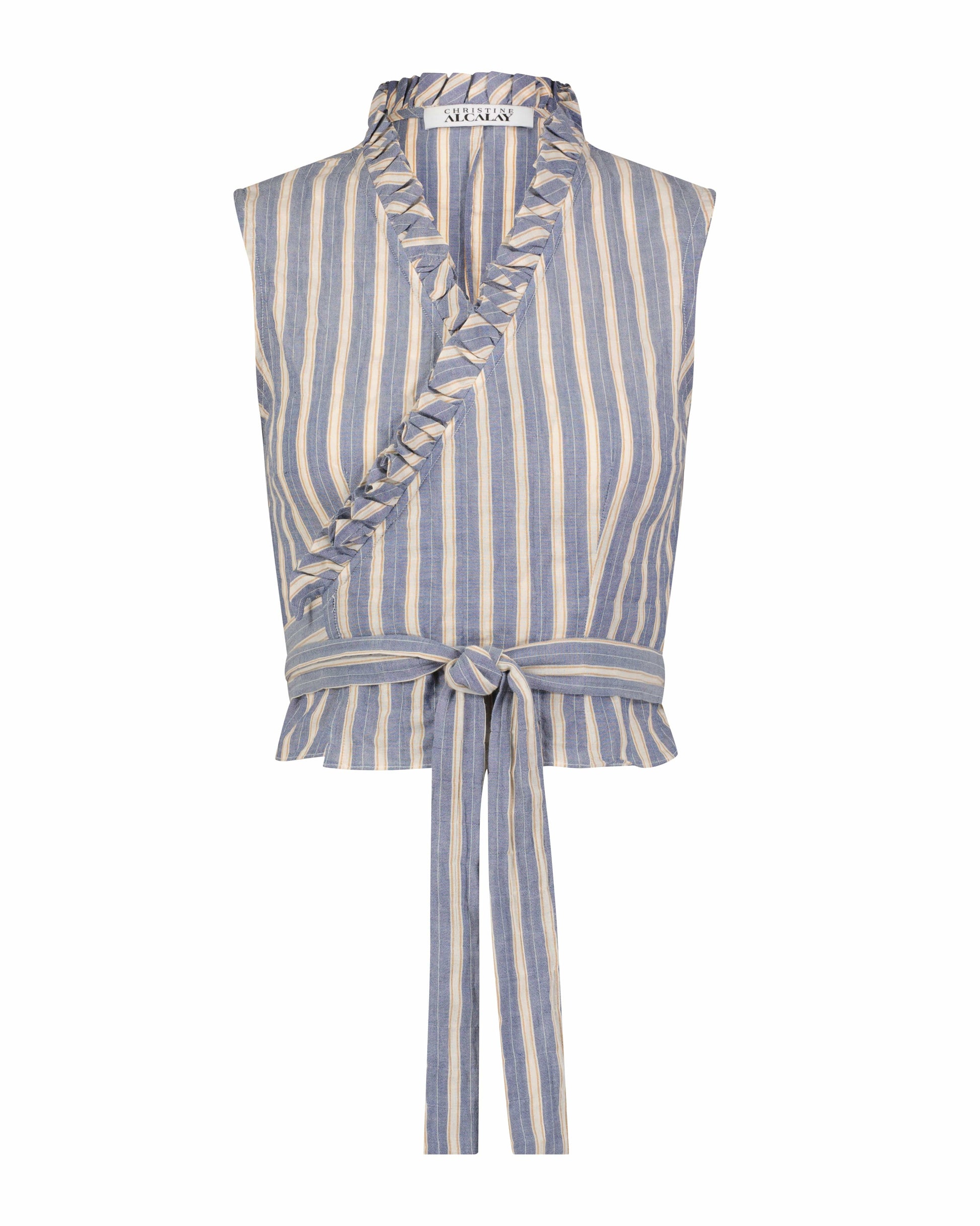 Elizabeth Wrap Top in Striped Voile Tops CHRISTINE ALCALAY   