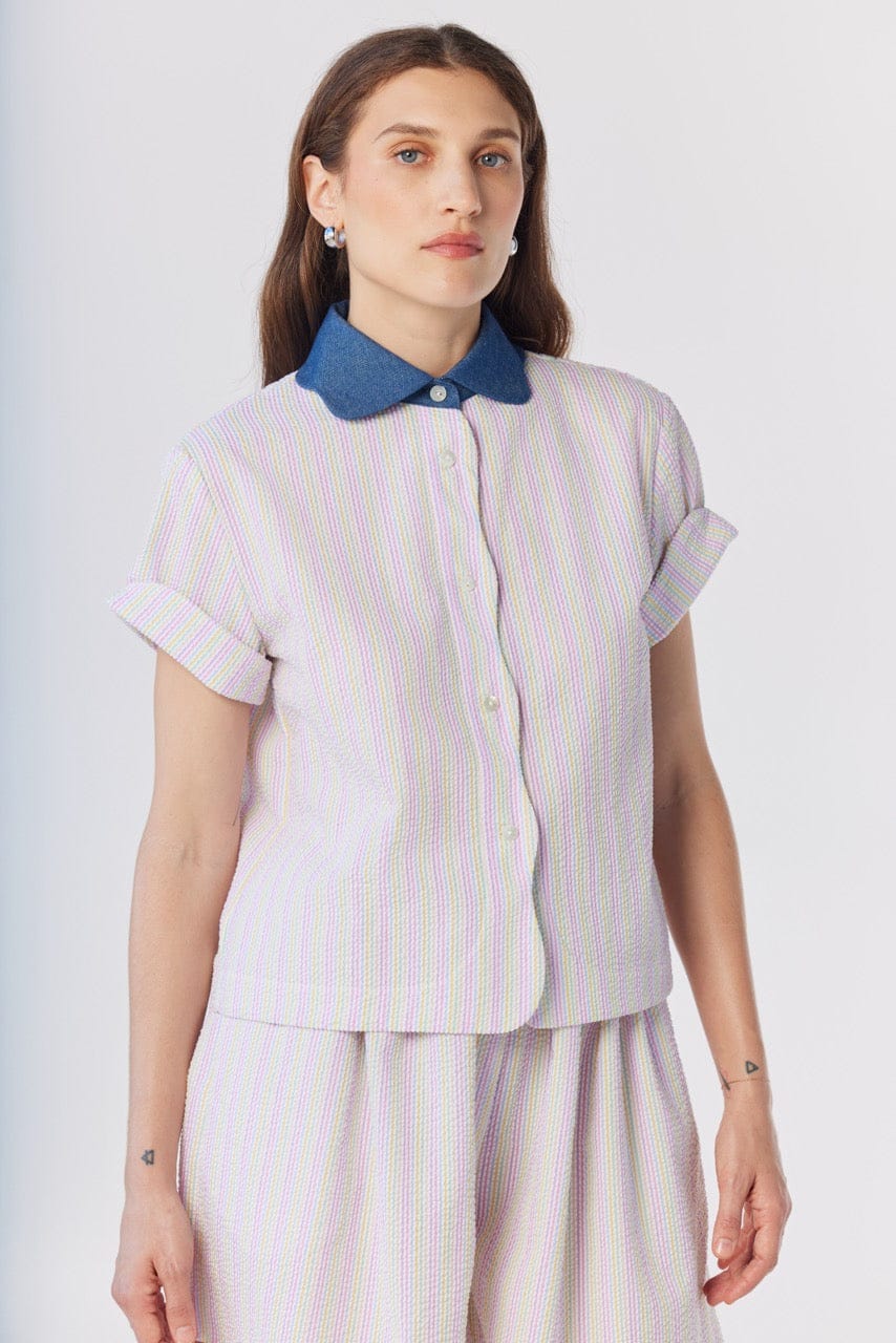 Flora Blouse in Candy Stripe Seersucker Tops CHRISTINE ALCALAY