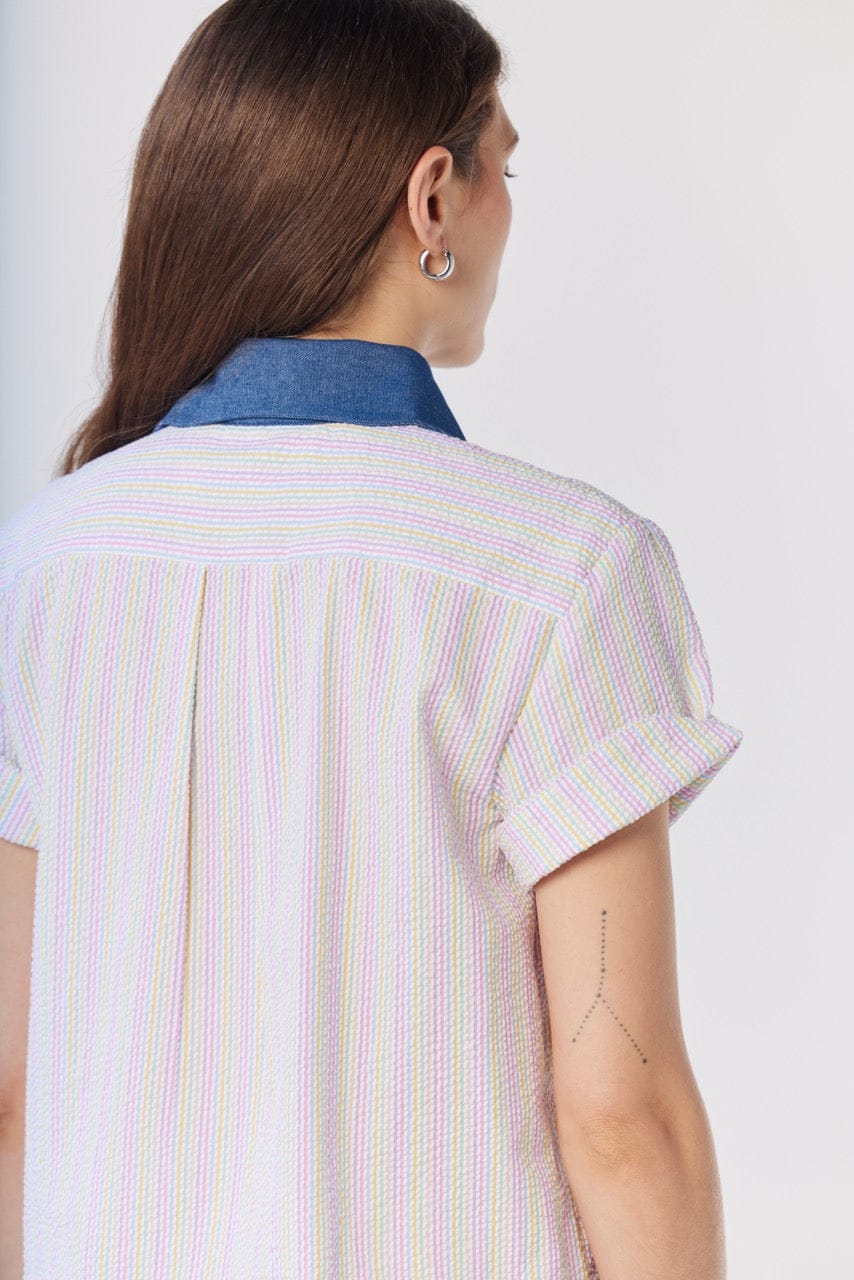 Flora Blouse in Candy Stripe Seersucker Tops CHRISTINE ALCALAY