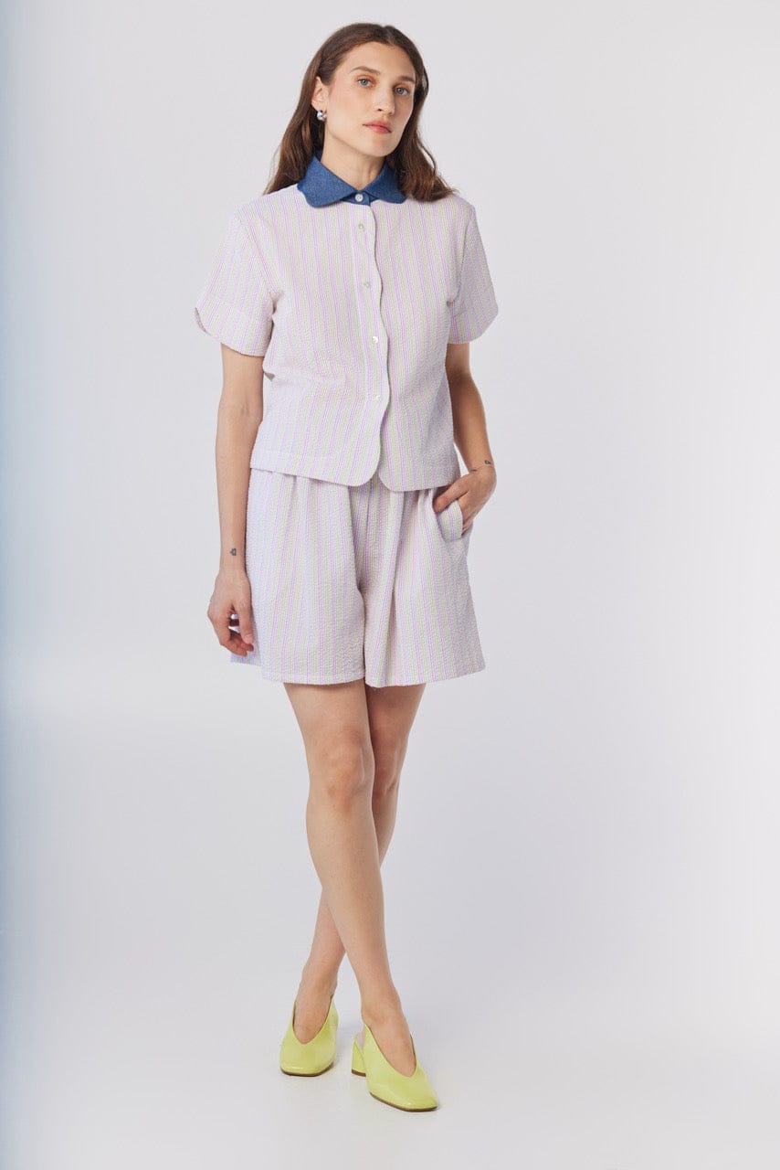 Flora Blouse in Candy Stripe Seersucker Tops CHRISTINE ALCALAY