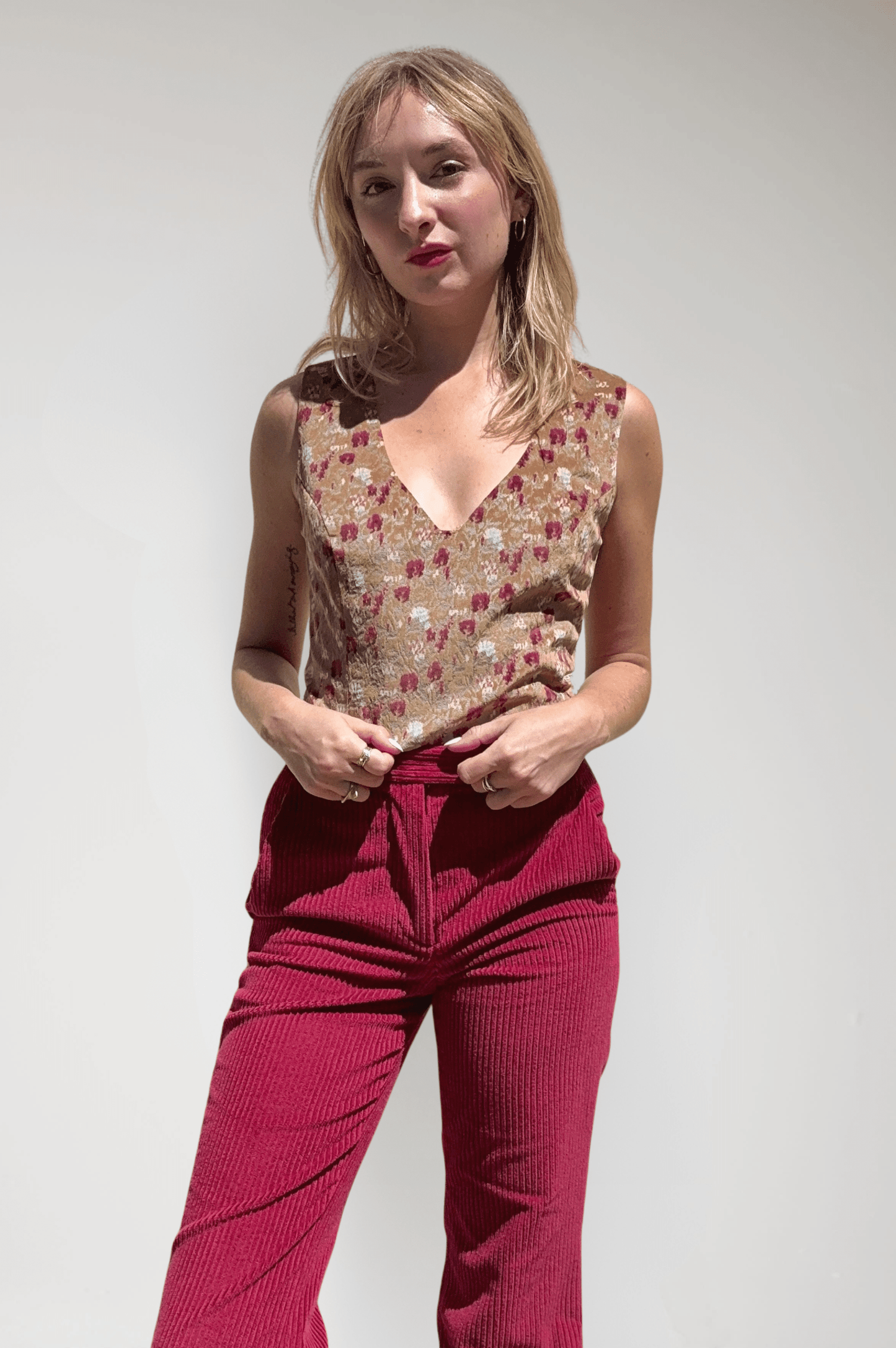 Sophie Top in Italian Floral Velvet Tops CHRISTINE ALCALAY Floral Extra Small