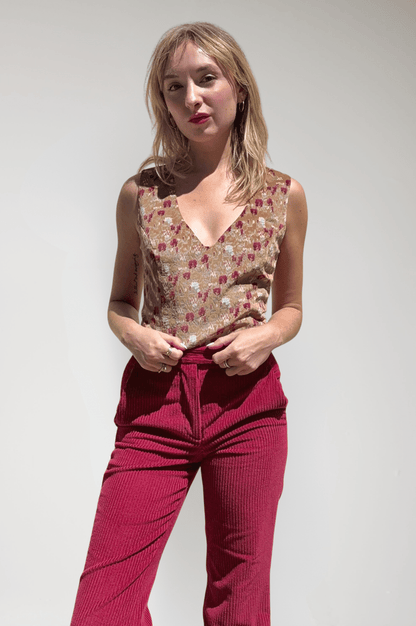 Sophie Top in Italian Floral Velvet Tops CHRISTINE ALCALAY Floral Extra Small