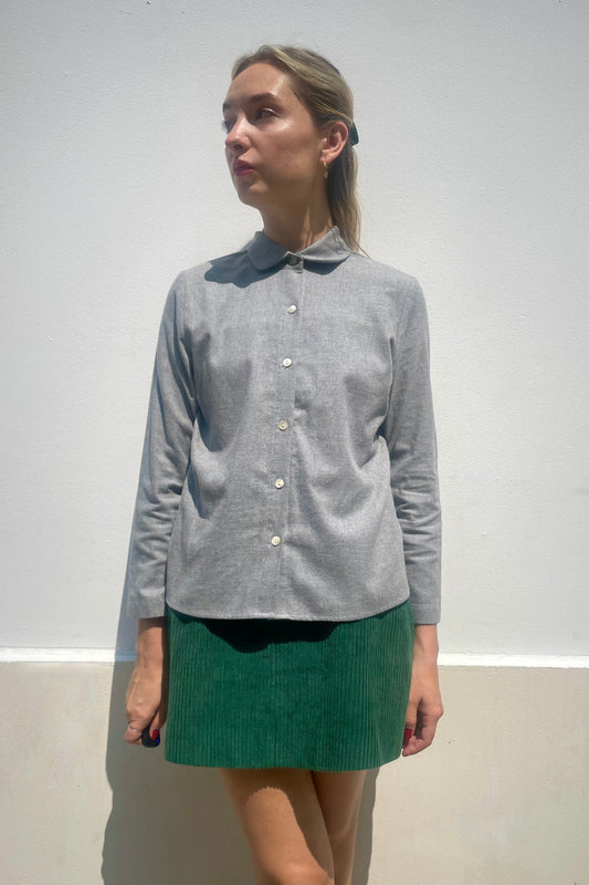 Binty Blouse in Solid Japanese Flannel Tops CHRISTINE ALCALAY Grey Flannel Extra Small 